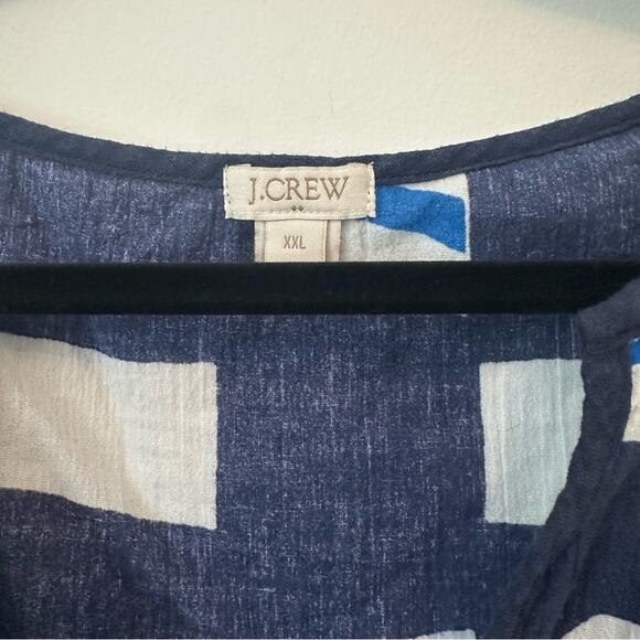 J. Crew Abstract Blue and White Patterned Cover Up/Blouse XXL - Picture 3 of 4